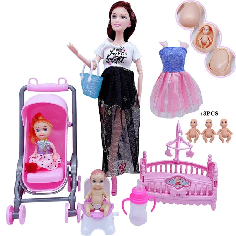 Neuestes handgefertigtes Puppenzubehör, Babypuppen, schwangere Mutter, Dame, für Mädchen, Spiel, Weihnachten, Geburtstagsgeschenk, Geschenk, Kinderspielzeug, keine Box