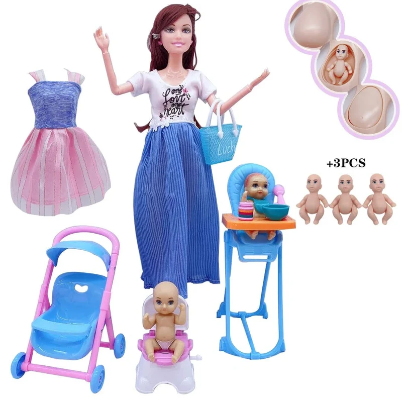 Neuestes handgefertigtes Puppenzubehör, Babypuppen, schwangere Mutter, Dame, für Mädchen, Spiel, Weihnachten, Geburtstagsgeschenk, Geschenk, Kinderspielzeug, keine Box