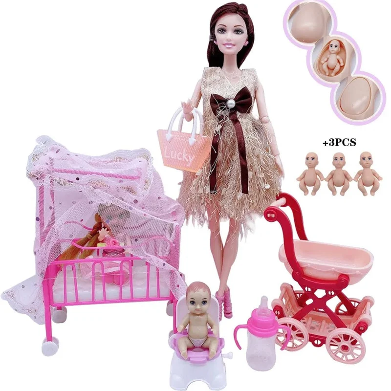 Neuestes handgefertigtes Puppenzubehör, Babypuppen, schwangere Mutter, Dame, für Mädchen, Spiel, Weihnachten, Geburtstagsgeschenk, Geschenk, Kinderspielzeug, keine Box