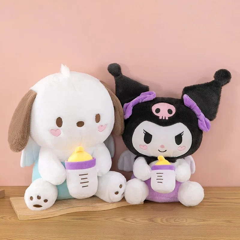 30/45 cm Kreative neue Milchflasche Engel Kuromi Plüsch Spielzeug Puppe Dekoration Kissen Große Pacha Hund Cartoon Puppe für Kinder