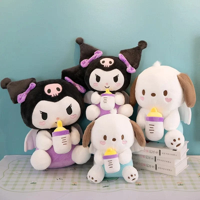 30/45 cm Kreative neue Milchflasche Engel Kuromi Plüsch Spielzeug Puppe Dekoration Kissen Große Pacha Hund Cartoon Puppe für Kinder
