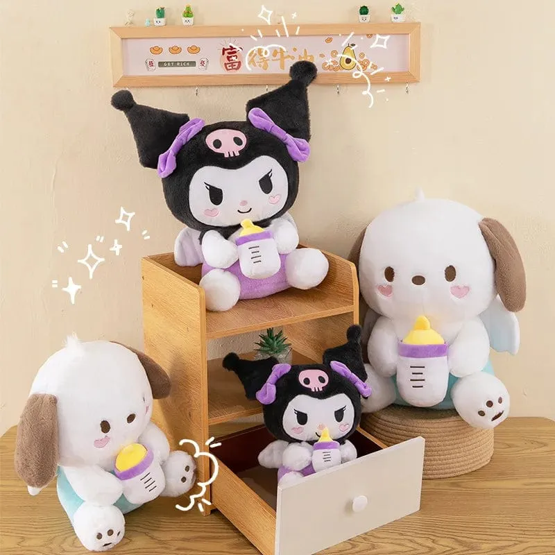 30/45 cm Kreative neue Milchflasche Engel Kuromi Plüsch Spielzeug Puppe Dekoration Kissen Große Pacha Hund Cartoon Puppe für Kinder