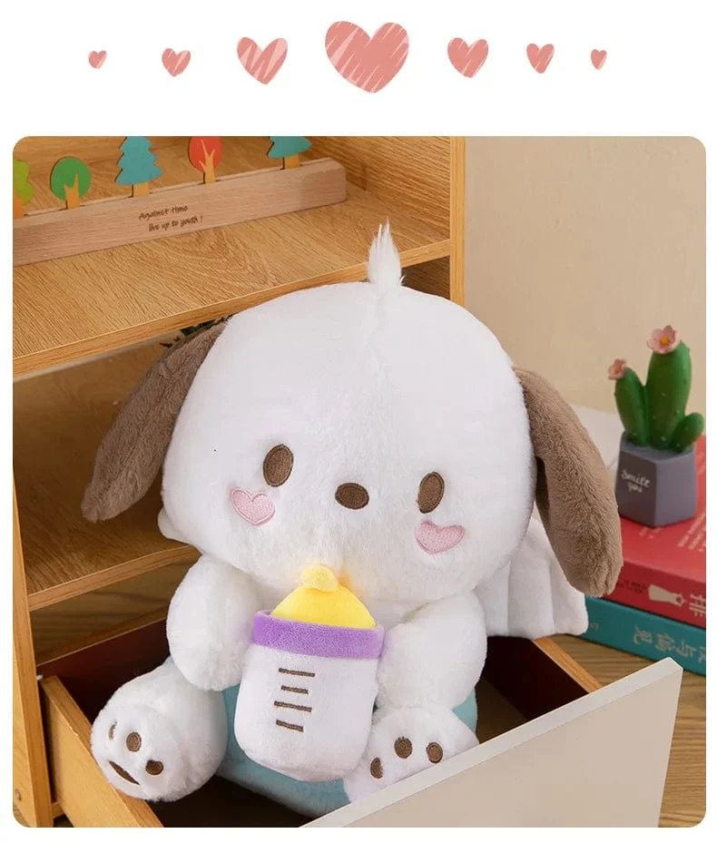 30/45 cm Kreative neue Milchflasche Engel Kuromi Plüsch Spielzeug Puppe Dekoration Kissen Große Pacha Hund Cartoon Puppe für Kinder