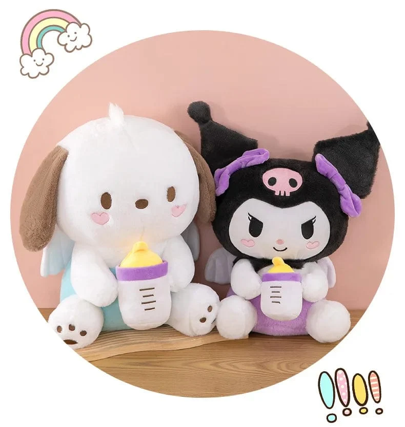 30/45 cm Kreative neue Milchflasche Engel Kuromi Plüsch Spielzeug Puppe Dekoration Kissen Große Pacha Hund Cartoon Puppe für Kinder