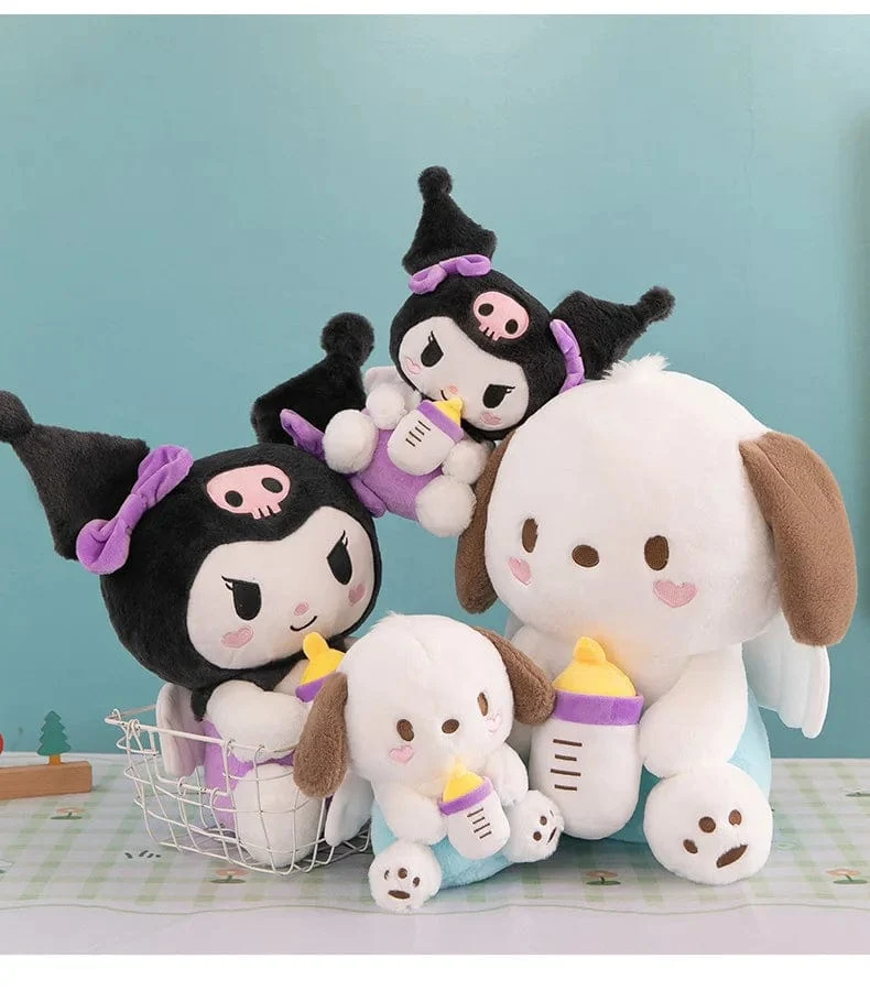 30/45 cm Kreative neue Milchflasche Engel Kuromi Plüsch Spielzeug Puppe Dekoration Kissen Große Pacha Hund Cartoon Puppe für Kinder