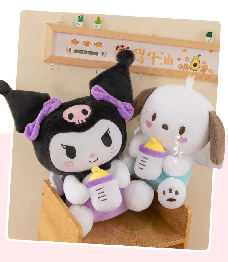 30/45 cm Kreative neue Milchflasche Engel Kuromi Plüsch Spielzeug Puppe Dekoration Kissen Große Pacha Hund Cartoon Puppe für Kinder
