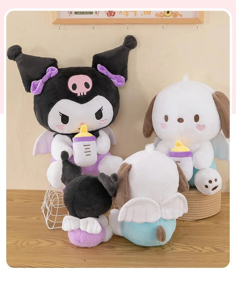 30/45 cm Kreative neue Milchflasche Engel Kuromi Plüsch Spielzeug Puppe Dekoration Kissen Große Pacha Hund Cartoon Puppe für Kinder