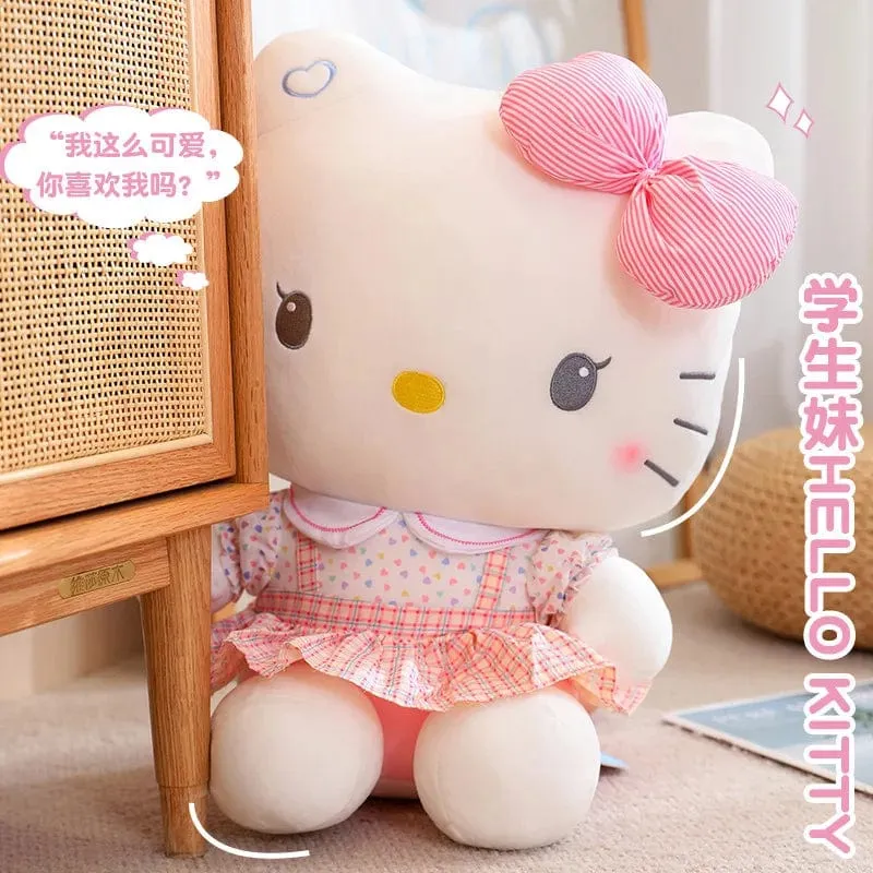 Sanrio Hello Kitty Anime Hello Kitty Stofftiere Plüschtier Weiches Kissen Geburtstagsgeschenke für Mädchen Kawaii Hello Kitty Plüschpuppen