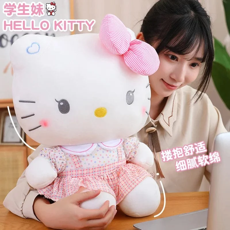 Sanrio Hello Kitty Anime Hello Kitty Stofftiere Plüschtier Weiches Kissen Geburtstagsgeschenke für Mädchen Kawaii Hello Kitty Plüschpuppen
