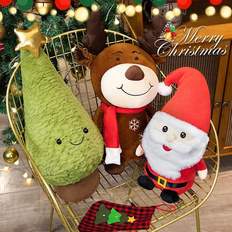Weihnachtsbaum Plüschtiere Weihnachtsmann Kissen Weiches Rentier Kuscheltier Süßes Geburtstags-Plüschtier Geschenke Weihnachtsgeschenk für Kinder