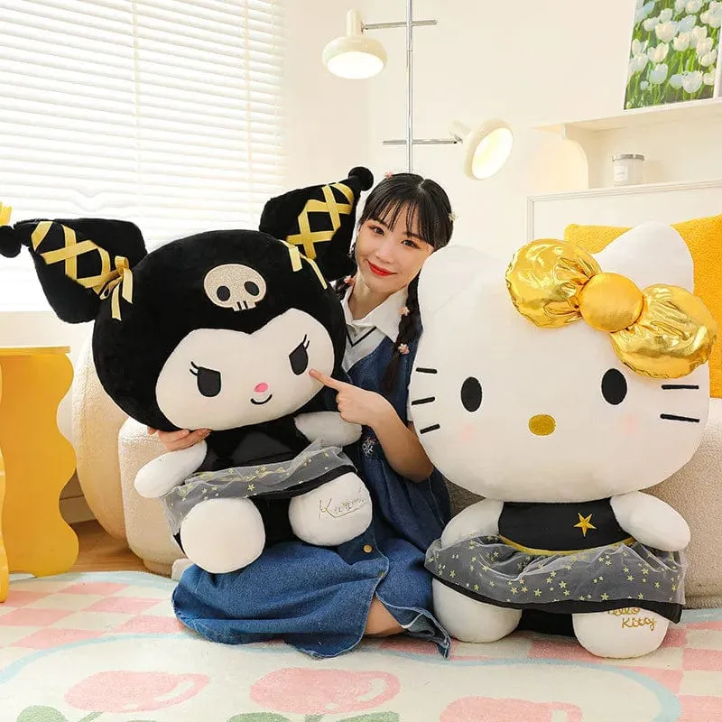 Plüschtier Weißer Hund Plüsch Schwarz Gold Kuromi Spielzeug Mädchen Puppe Großes Kissen Cinnamoroll Ostern Kind Niedlich Schwarz Gold Kt Katze Puppe Geschenke