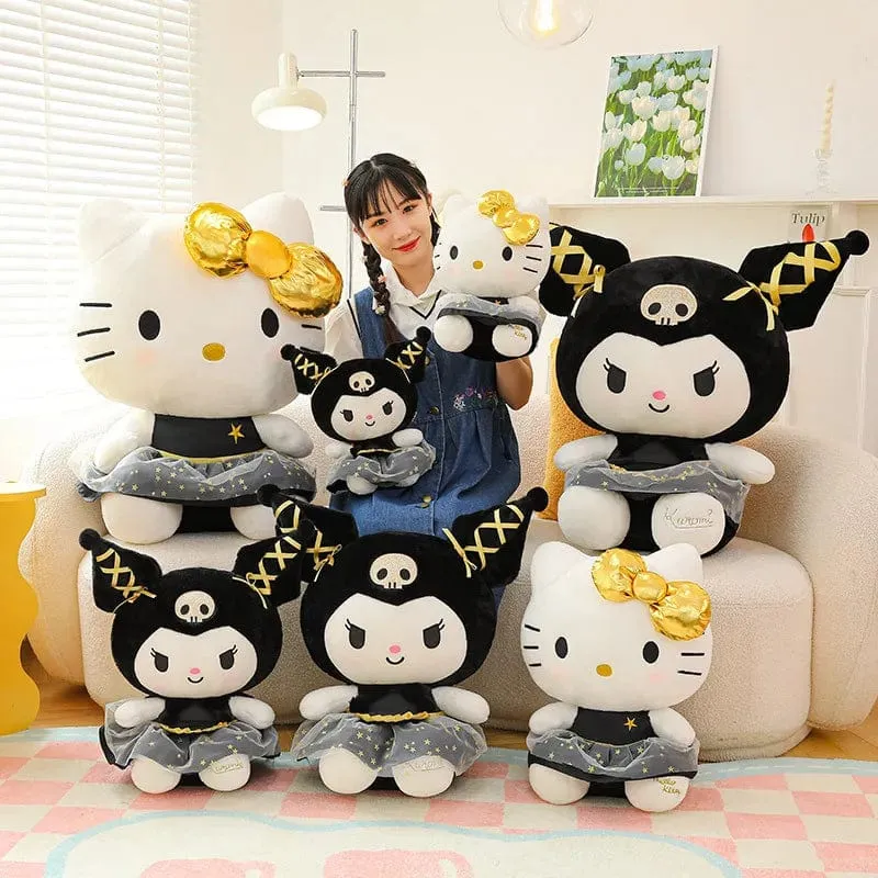 Plüschtier Weißer Hund Plüsch Schwarz Gold Kuromi Spielzeug Mädchen Puppe Großes Kissen Cinnamoroll Ostern Kind Niedlich Schwarz Gold Kt Katze Puppe Geschenke