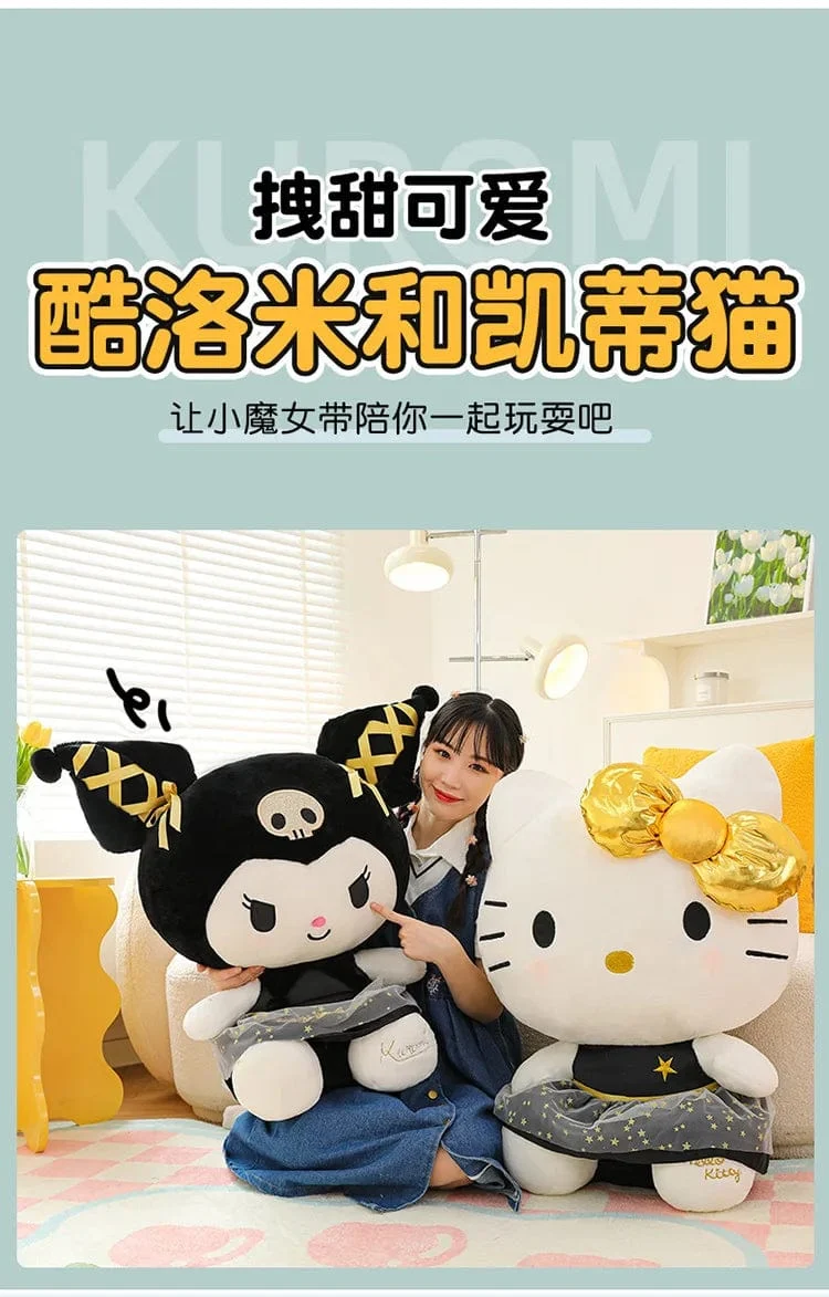 Plüschtier Weißer Hund Plüsch Schwarz Gold Kuromi Spielzeug Mädchen Puppe Großes Kissen Cinnamoroll Ostern Kind Niedlich Schwarz Gold Kt Katze Puppe Geschenke