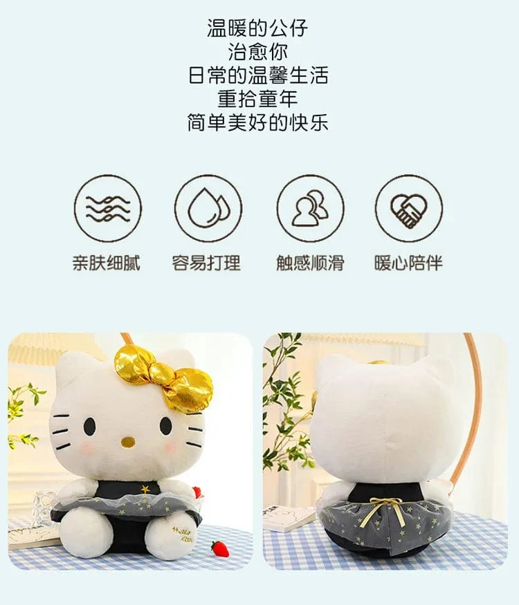 Plüschtier Weißer Hund Plüsch Schwarz Gold Kuromi Spielzeug Mädchen Puppe Großes Kissen Cinnamoroll Ostern Kind Niedlich Schwarz Gold Kt Katze Puppe Geschenke