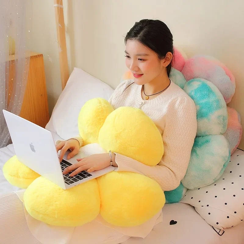 30–65 cm Kawaii buntes Blumen-Plüschkissen, weiche Sonnenblumen-Pflanzenmatte, gefülltes Schlafsofa, Rückenkissen, Deko-Geschenke