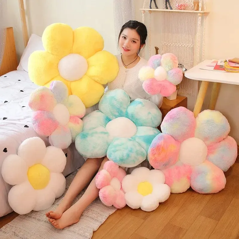 30–65 cm Kawaii buntes Blumen-Plüschkissen, weiche Sonnenblumen-Pflanzenmatte, gefülltes Schlafsofa, Rückenkissen, Deko-Geschenke