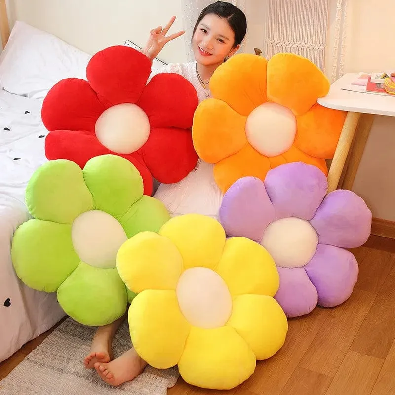 30–65 cm Kawaii buntes Blumen-Plüschkissen, weiche Sonnenblumen-Pflanzenmatte, gefülltes Schlafsofa, Rückenkissen, Deko-Geschenke