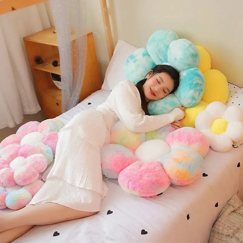 30–65 cm Kawaii buntes Blumen-Plüschkissen, weiche Sonnenblumen-Pflanzenmatte, gefülltes Schlafsofa, Rückenkissen, Deko-Geschenke