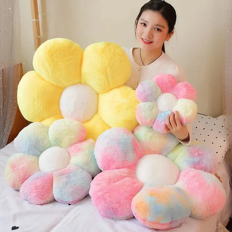 30–65 cm Kawaii buntes Blumen-Plüschkissen, weiche Sonnenblumen-Pflanzenmatte, gefülltes Schlafsofa, Rückenkissen, Deko-Geschenke