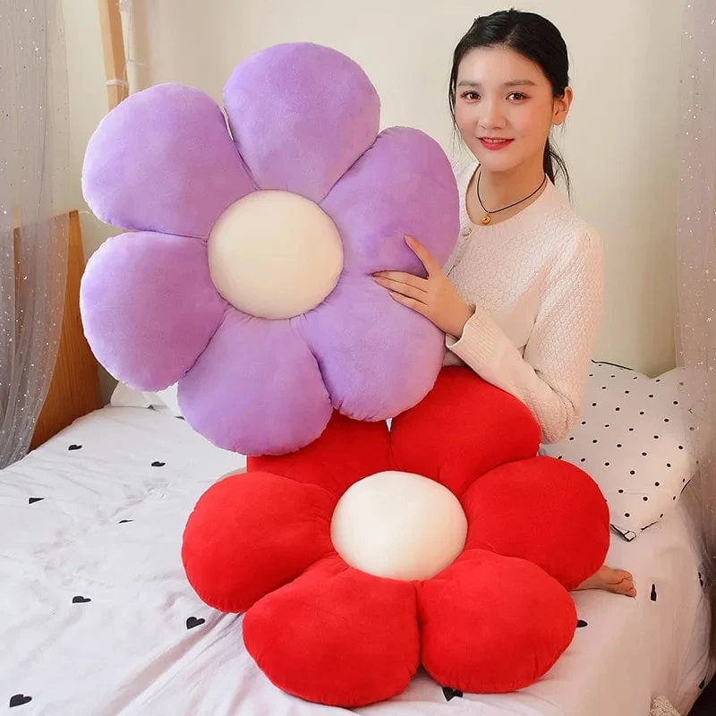 30–65 cm Kawaii buntes Blumen-Plüschkissen, weiche Sonnenblumen-Pflanzenmatte, gefülltes Schlafsofa, Rückenkissen, Deko-Geschenke