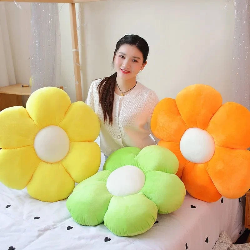 30–65 cm Kawaii buntes Blumen-Plüschkissen, weiche Sonnenblumen-Pflanzenmatte, gefülltes Schlafsofa, Rückenkissen, Deko-Geschenke