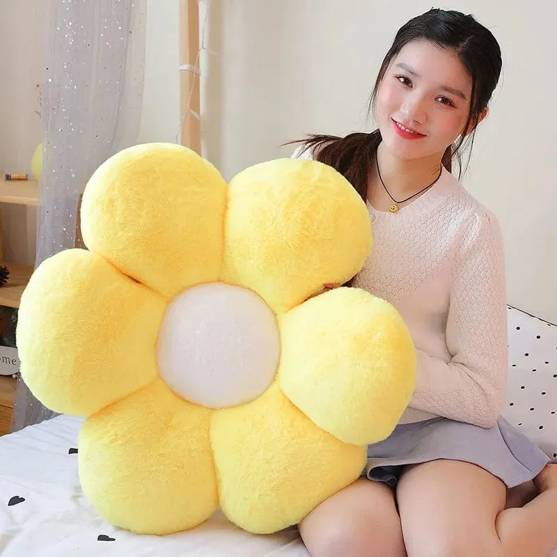 30–65 cm Kawaii buntes Blumen-Plüschkissen, weiche Sonnenblumen-Pflanzenmatte, gefülltes Schlafsofa, Rückenkissen, Deko-Geschenke