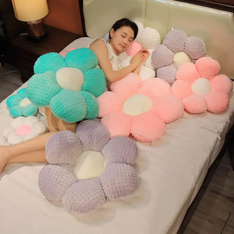 30–65 cm Kawaii buntes Blumen-Plüschkissen, weiche Sonnenblumen-Pflanzenmatte, gefülltes Schlafsofa, Rückenkissen, Deko-Geschenke