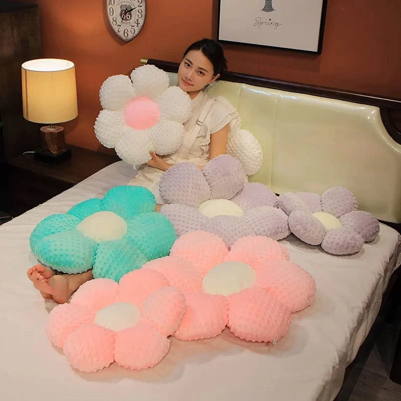 30–65 cm Kawaii buntes Blumen-Plüschkissen, weiche Sonnenblumen-Pflanzenmatte, gefülltes Schlafsofa, Rückenkissen, Deko-Geschenke
