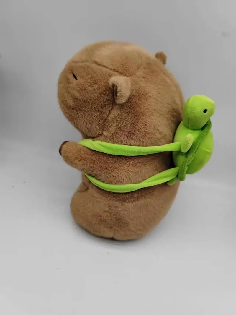 45 cm Vollständig gefülltes Capybara-Plüschtier mit Schildkröten-Rucksack, Spielzeug für Babys, Beschwichtigungs-Schlafkissen, schönes Weihnachtsgeschenk