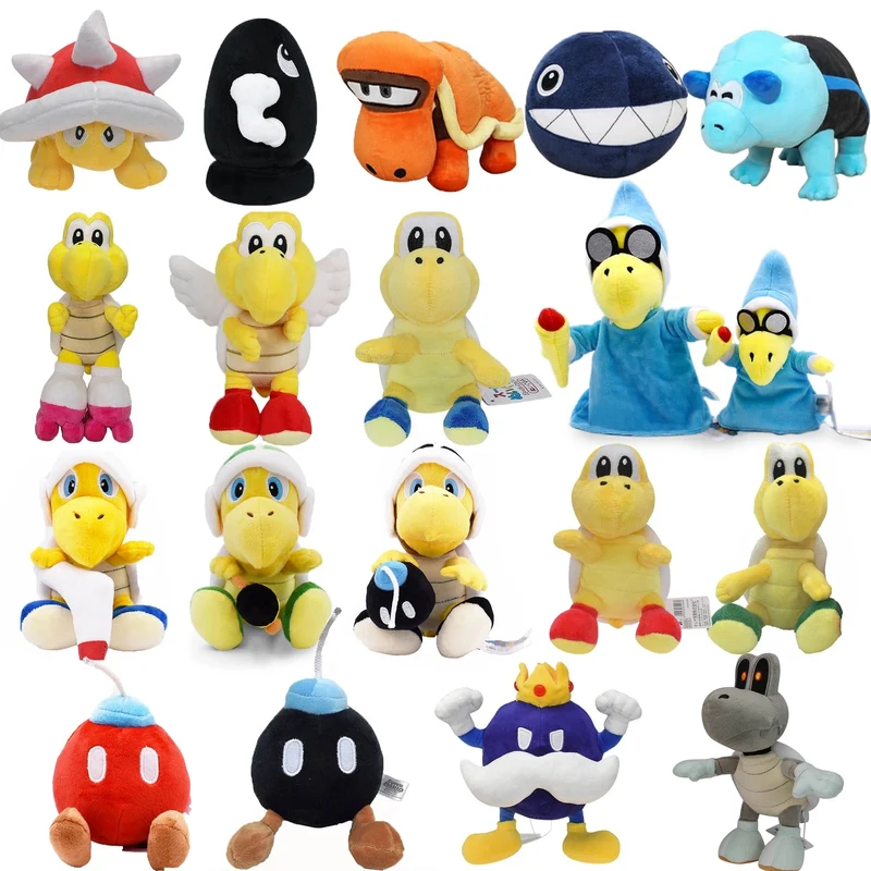 Neues Mario Bros Plüsch Koopa Troopa Bulrush Chain Chomp Armad Bullet Bill Bob-omb Dry Bones Stoffpuppen Stofftiere Geburtstagsgeschenk