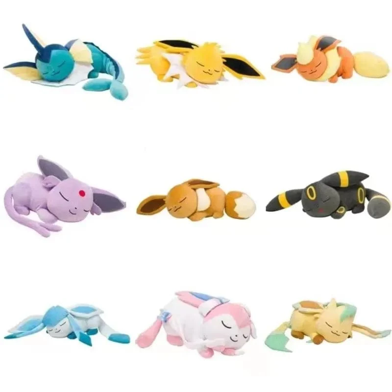 Pokemon original Eeveelution großes schlafendes Sylveon & Psiana & Nachtara & Folipurba Plüschtier Stofftier Puppe Puppe