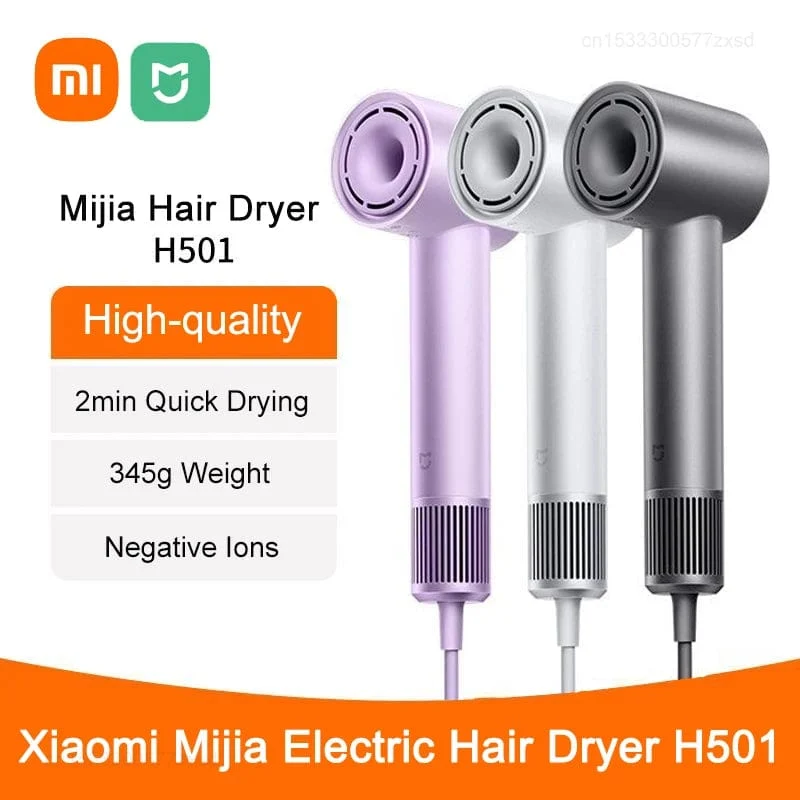 Elektrischer Haartrockner Xiaomi Mijia H501, Hochgeschwindigkeits-Negativionen, 110,000 U/min, professionelle Pflege, Windgeschwindigkeit 62 m/s, 1600 W, schnelles Trocknen