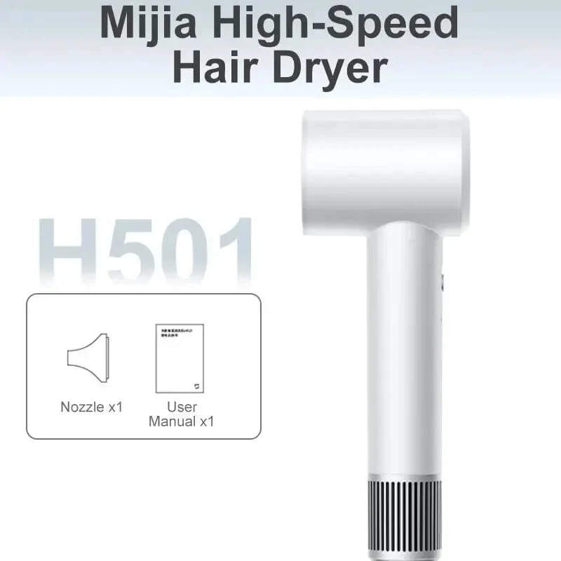 Elektrischer Haartrockner Xiaomi Mijia H501, Hochgeschwindigkeits-Negativionen, 110,000 U/min, professionelle Pflege, Windgeschwindigkeit 62 m/s, 1600 W, schnelles Trocknen