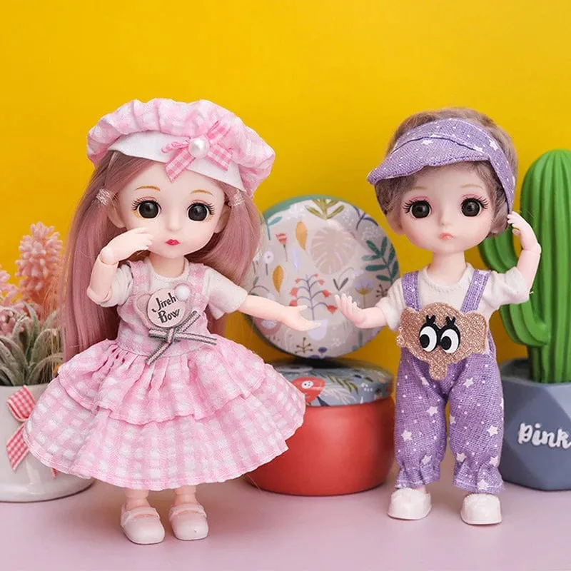 Mini 16cm BJD Puppe 13 Bewegliche Gelenke Mädchen Puppe 3D Großen Augen 1/12 Mode Prinzessin Puppe DIY Ankleide Spielzeug Puppe Mit Kleidung Geschenk