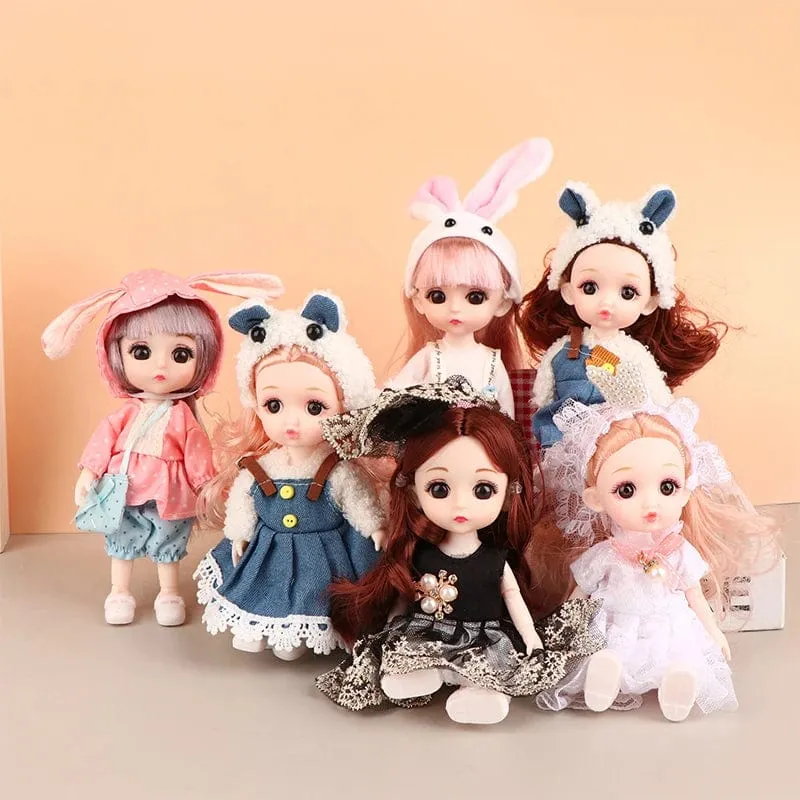 Mini 16cm BJD Puppe 13 Bewegliche Gelenke Mädchen Puppe 3D Großen Augen 1/12 Mode Prinzessin Puppe DIY Ankleide Spielzeug Puppe Mit Kleidung Geschenk