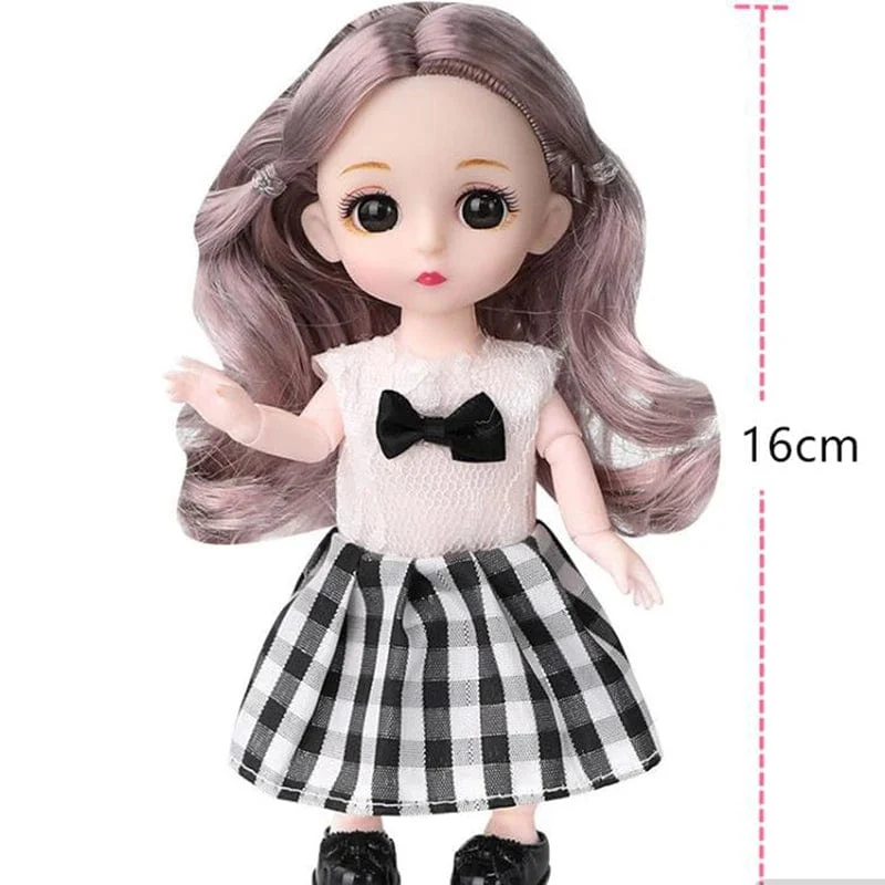 Mini 16cm BJD Puppe 13 Bewegliche Gelenke Mädchen Puppe 3D Großen Augen 1/12 Mode Prinzessin Puppe DIY Ankleide Spielzeug Puppe Mit Kleidung Geschenk