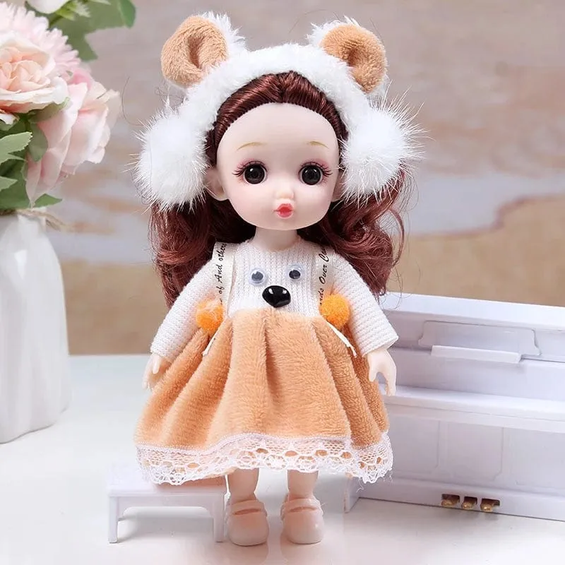 Mini 16cm BJD Puppe 13 Bewegliche Gelenke Mädchen Puppe 3D Großen Augen 1/12 Mode Prinzessin Puppe DIY Ankleide Spielzeug Puppe Mit Kleidung Geschenk