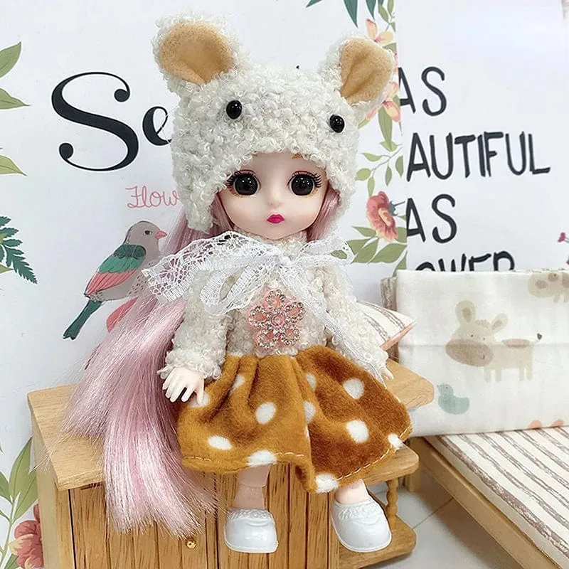 Mini 16cm BJD Puppe 13 Bewegliche Gelenke Mädchen Puppe 3D Großen Augen 1/12 Mode Prinzessin Puppe DIY Ankleide Spielzeug Puppe Mit Kleidung Geschenk