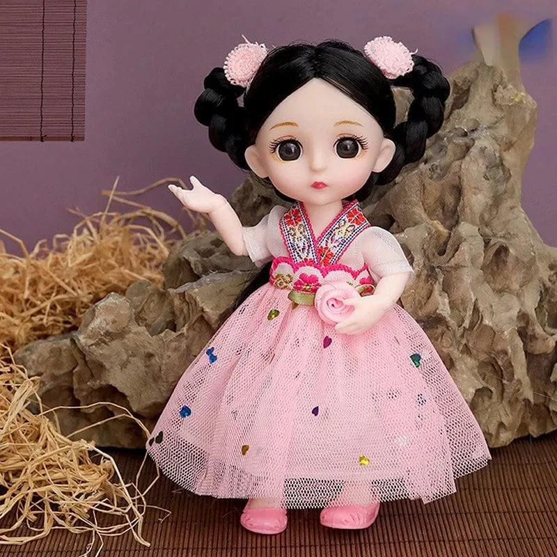 Mini 16cm BJD Puppe 13 Bewegliche Gelenke Mädchen Puppe 3D Großen Augen 1/12 Mode Prinzessin Puppe DIY Ankleide Spielzeug Puppe Mit Kleidung Geschenk