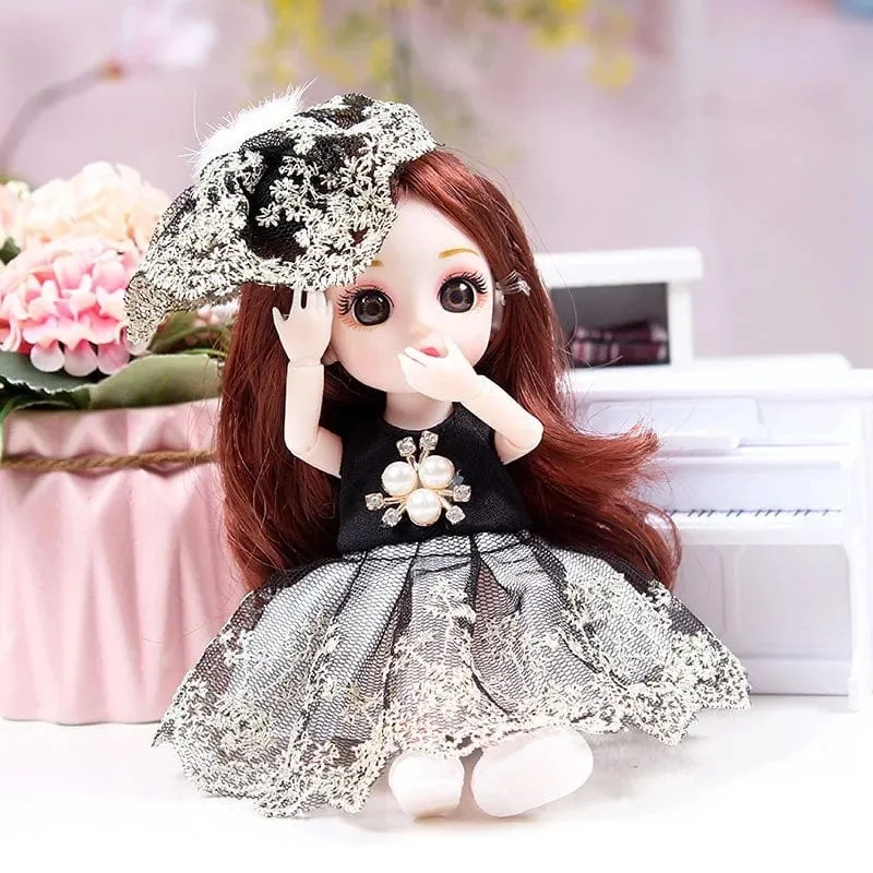 Mini 16cm BJD Puppe 13 Bewegliche Gelenke Mädchen Puppe 3D Großen Augen 1/12 Mode Prinzessin Puppe DIY Ankleide Spielzeug Puppe Mit Kleidung Geschenk