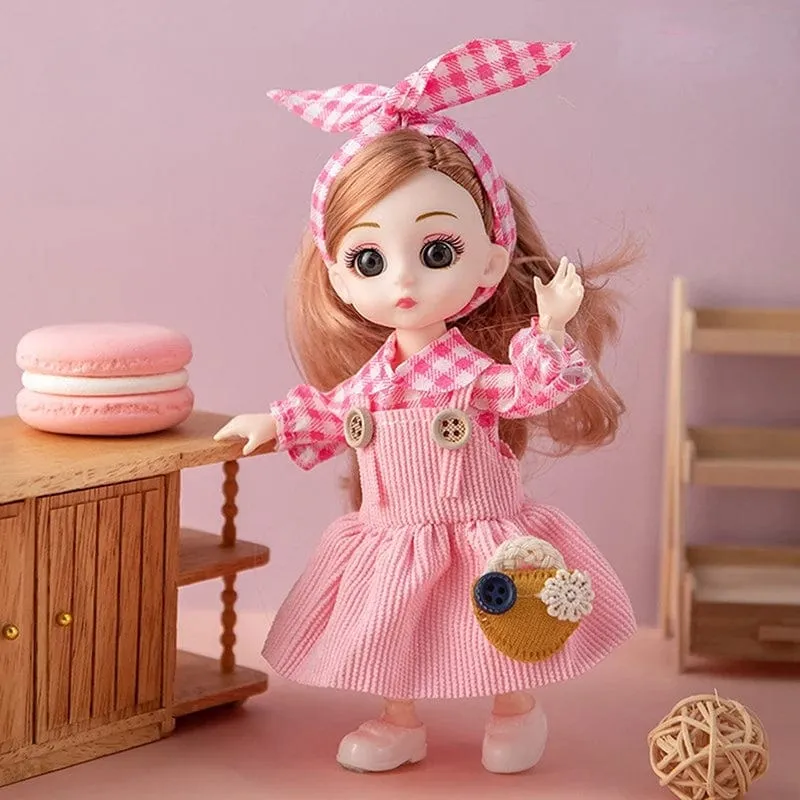 Mini 16cm BJD Puppe 13 Bewegliche Gelenke Mädchen Puppe 3D Großen Augen 1/12 Mode Prinzessin Puppe DIY Ankleide Spielzeug Puppe Mit Kleidung Geschenk