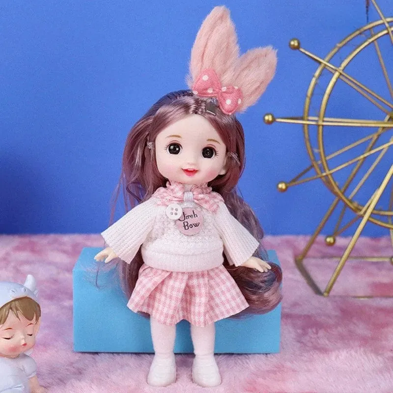 Mini 16cm BJD Puppe 13 Bewegliche Gelenke Mädchen Puppe 3D Großen Augen 1/12 Mode Prinzessin Puppe DIY Ankleide Spielzeug Puppe Mit Kleidung Geschenk