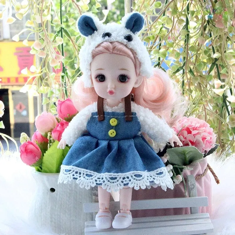 Mini 16cm BJD Puppe 13 Bewegliche Gelenke Mädchen Puppe 3D Großen Augen 1/12 Mode Prinzessin Puppe DIY Ankleide Spielzeug Puppe Mit Kleidung Geschenk