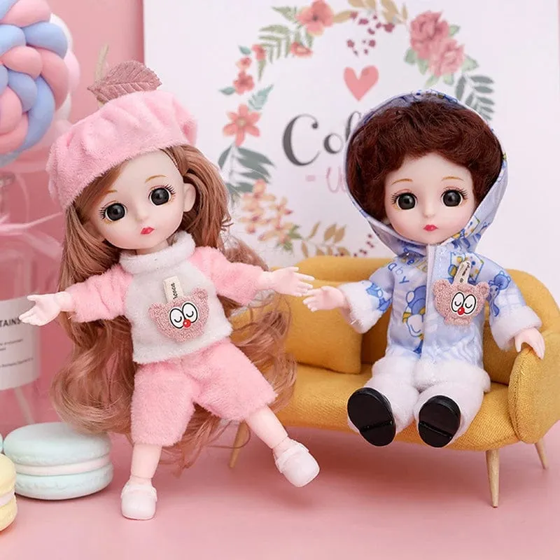 Mini 16cm BJD Puppe 13 Bewegliche Gelenke Mädchen Puppe 3D Großen Augen 1/12 Mode Prinzessin Puppe DIY Ankleide Spielzeug Puppe Mit Kleidung Geschenk