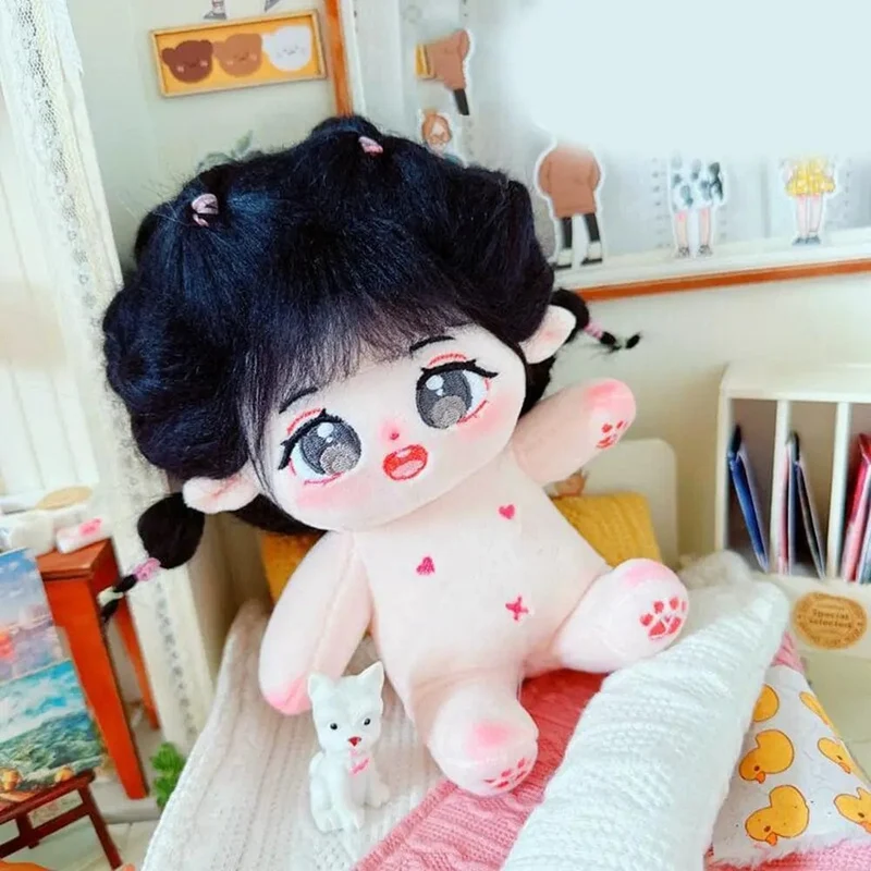 20 cm große Baumwollpuppe, weiche Stoffpuppe, Anziehpuppe, niedliches Plüschtier, Anime-Motiv, kann in verschiedene Formen gebracht werden, inklusive Zubehör für nackte Puppen