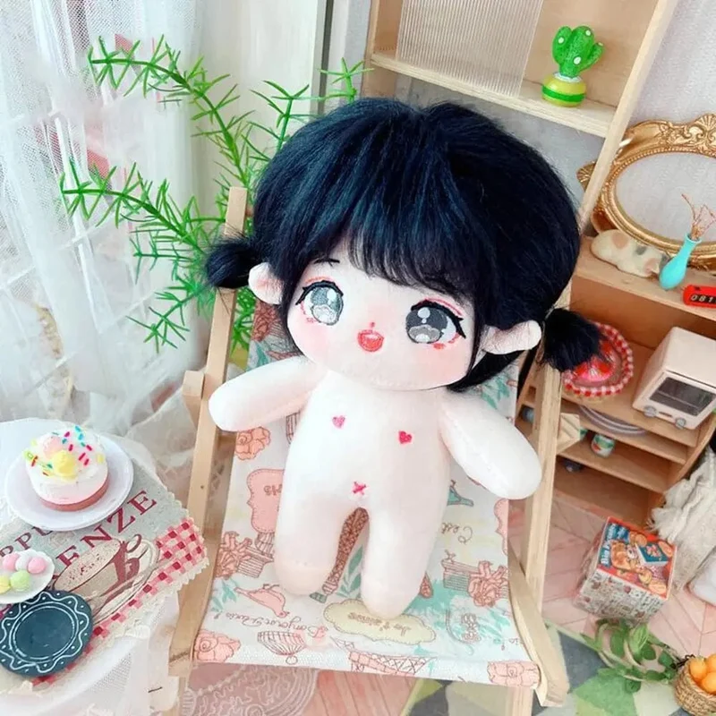 20 cm große Baumwollpuppe, weiche Stoffpuppe, Anziehpuppe, niedliches Plüschtier, Anime-Motiv, kann in verschiedene Formen gebracht werden, inklusive Zubehör für nackte Puppen