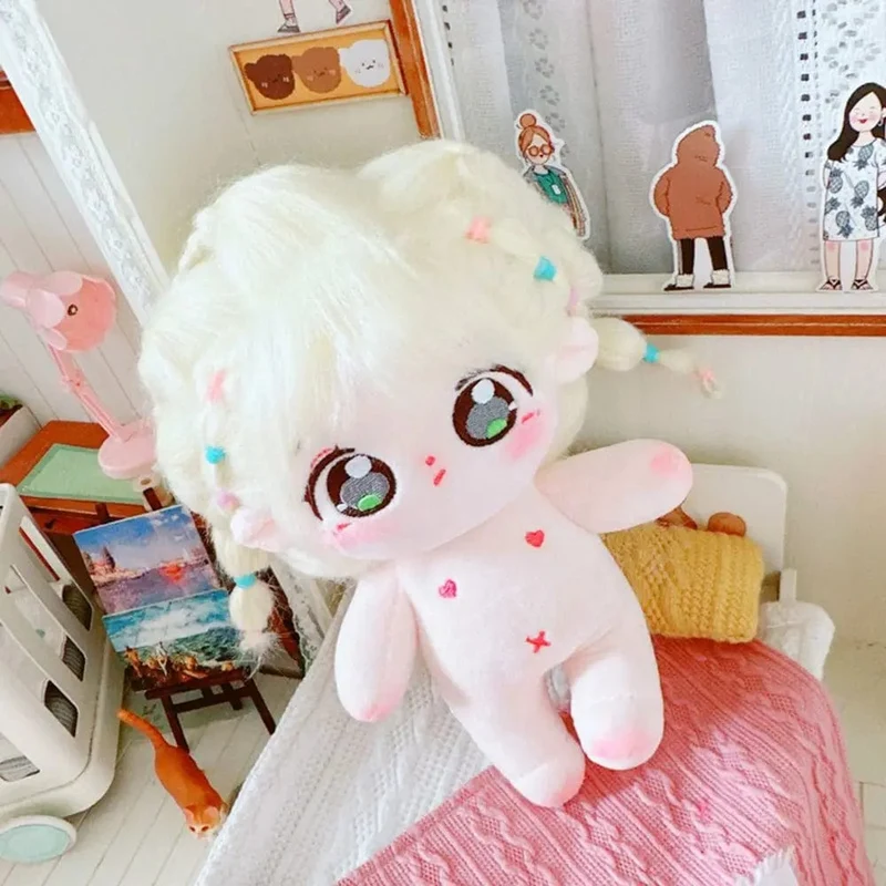 20 cm große Baumwollpuppe, weiche Stoffpuppe, Anziehpuppe, niedliches Plüschtier, Anime-Motiv, kann in verschiedene Formen gebracht werden, inklusive Zubehör für nackte Puppen