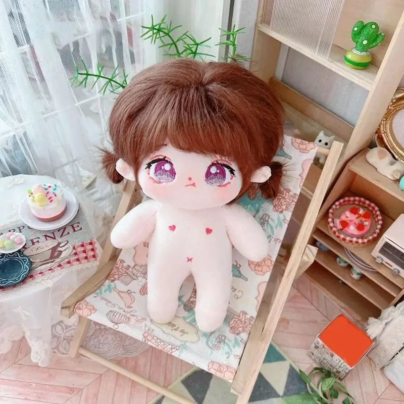 20 cm große Baumwollpuppe, weiche Stoffpuppe, Anziehpuppe, niedliches Plüschtier, Anime-Motiv, kann in verschiedene Formen gebracht werden, inklusive Zubehör für nackte Puppen