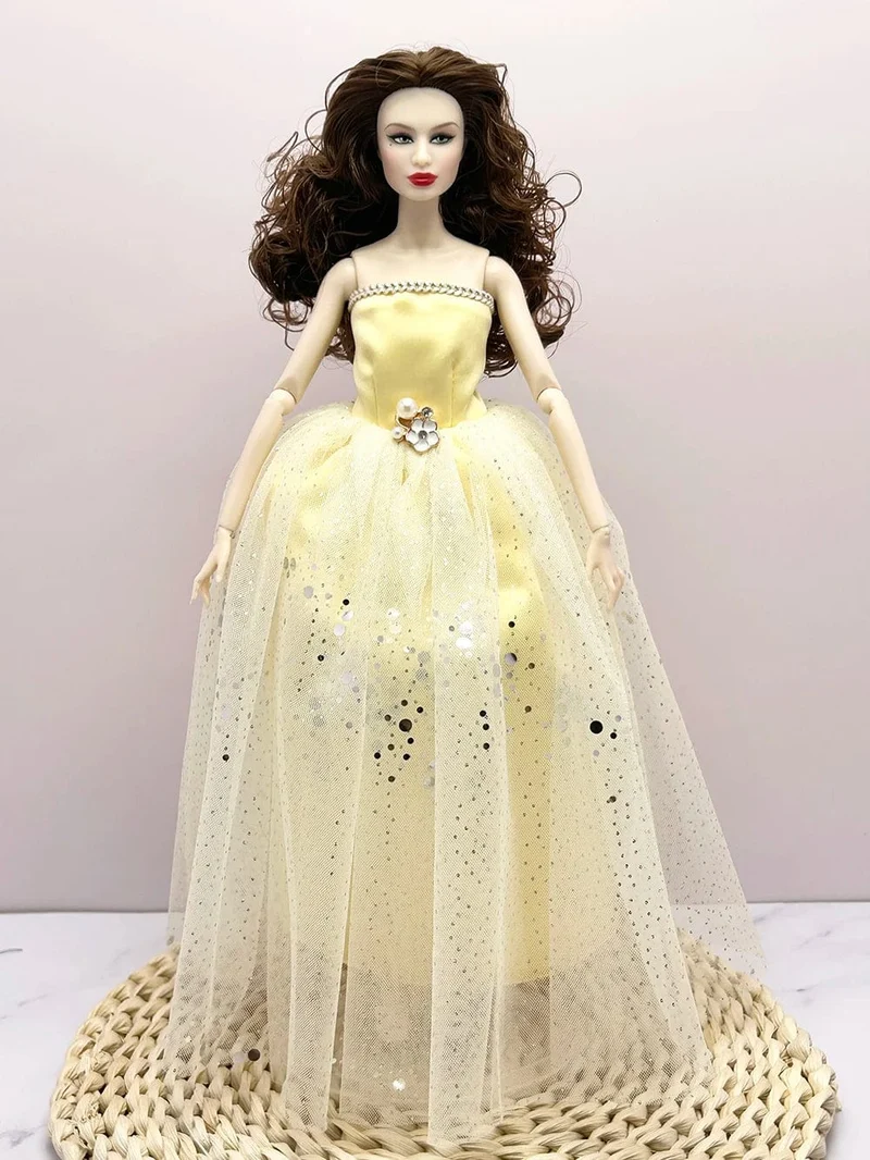 Europäische Mode Schwarz Spitze Goldene Kleid Set für 30cm 1/6 Anime BJD Puppe Kleidung Zubehör Mädchen DIY Spielzeug Geburtstag Geschenke
