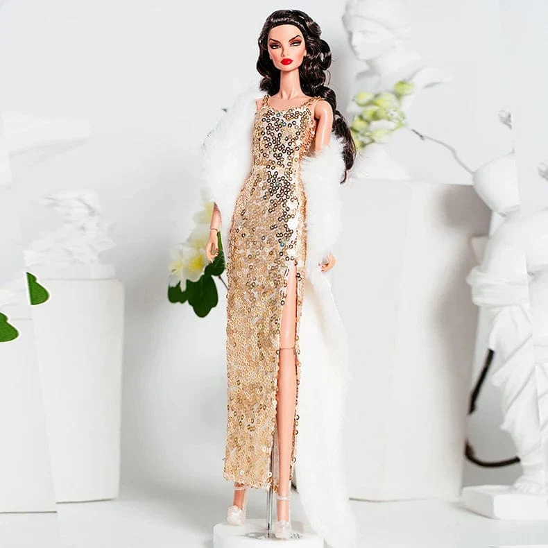 Europäische Mode Schwarz Spitze Goldene Kleid Set für 30cm 1/6 Anime BJD Puppe Kleidung Zubehör Mädchen DIY Spielzeug Geburtstag Geschenke